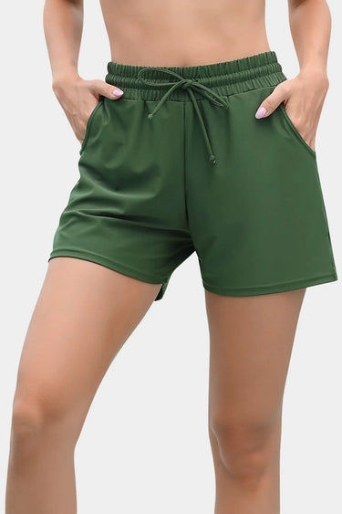 Women's 5'' Solid Elastic Waist Quick Dry Pocket Swim Short Board Shorts